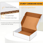 JOWLOT 12x9x3 inch Shipping Boxes Set of 20, White Corrugated Cardboard Box Literature Mailer for Mailing Packing Moving and Storage