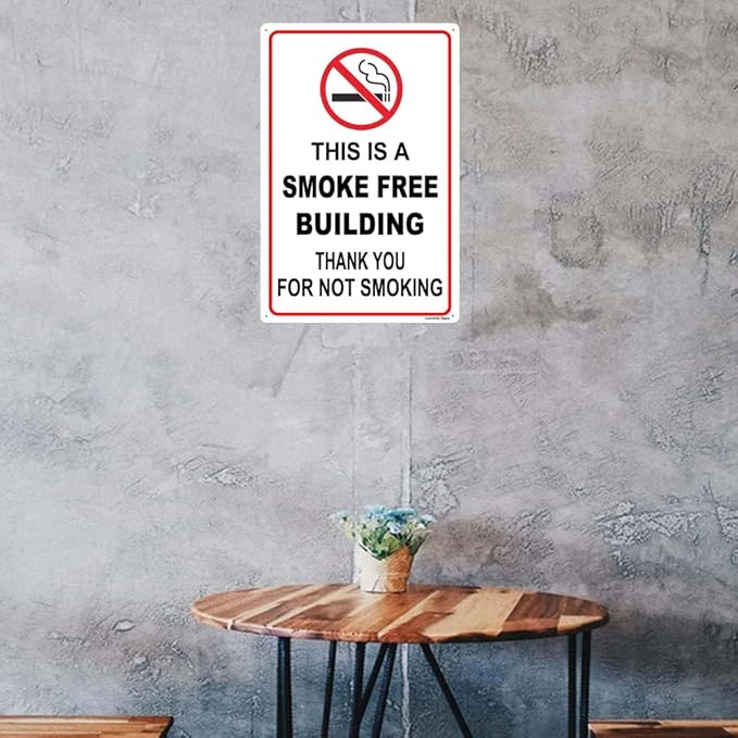 Locmorly This is A Smoking Free Building Sign, Smoking Sign, 8x12 Inch, Metal Sign No Smoking Sign