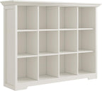 OSCHF Wooden Cube Bookcase with Base - Modern 3 Tiers Floor Standing Open Shelf Cabinet for Home and Office, 12-Cube Lattice Bookshelf, Warm White