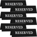 6 Pieces Plastic Reserved Table Sign Table Tent Wedding Guest Reservation Seat Sign for Restaurant Wedding Chairs(7.9 x 2.7 Inches,White Words Black Background)