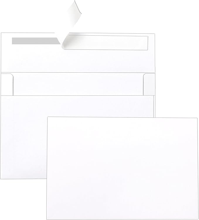 Silunkia 100 Packs Blank White Note Cards and Envelopes 4 x 6 Heavyweight Single Panel Cardstock and A4 Envelopes Printable Self Seal for Greeting Cards, Wedding Invitations, Baby Showers