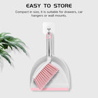 NACENA Mini Broom and Dustpan Set, Small Dust Pan and Brush Set with Handle Dustpan Teeth for Cleaning Hair Suitable for Office Desks Drawers Sofas Outdoor Camping, Pink