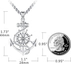 Compass Necklace for Women Men 925 Sterling Silver Pendant Urn Necklaces for Ashes Picture Locket Necklace Anchor Necklace Viking Necklace Crystals CZ Moonstone Abalone Shell Turquoise Compass Jewelry