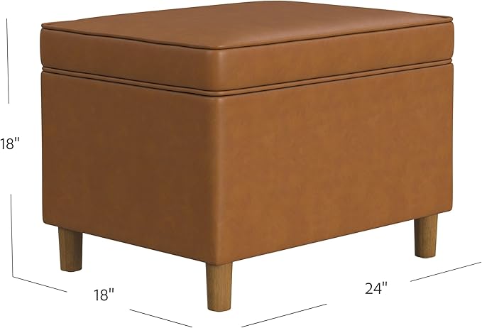 Spatial Order Home Decor | Dinah Collection Modern Storage Ottoman | Ottoman with Storage for Living Room & Bedroom(Carmel Faux Leather)