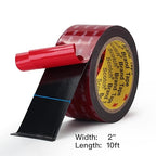 3M Double Sided Mounting Tape 2 Pack 2" Width 5925 VHB Black Foam Tape High Bond Waterproof Heavy Duty Strong Adhesive Tape Thick 0.025in Fastener Replace Décor Frame Logos