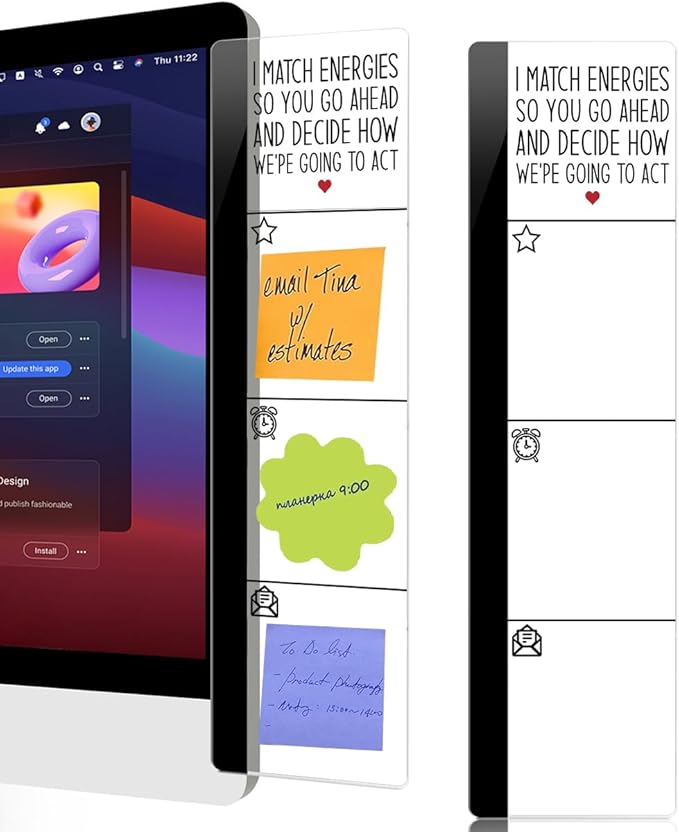 Computer Monitor Memo Board I Match Energies So You Go Ahead and Decide How We're Going to Act Logo Monitor Message Board Office Desk Accessories Gifts for Friends and Colleagues