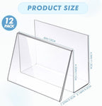 Vicenpal 12 Pcs Clear Acrylic Postcard Holder Business Card Holder Greeting Card Display Clear Business Card Stand Rack for Index Card Organizer Desk Table Home Office School, 6 x 4.25 x 4.5 Inch