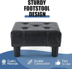 BRIAN & DANY Small Foot Stool, Leather Foot Stools with Legs, Stable Small Footstool for Living Room, Black
