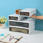 OSteed White Desktop Drawers for Paper, Stackable Office Storage Drawers for Desk, Craft Organizer and Storage Bins, 3 Mixed Storage Container with Plastic Drawers for Office Supplies