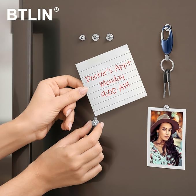 BTLIN Fridge Magnets Strong Small, Mini Magnetic Push Pins for Kitchen Refrigerator Magnetic Board Whiteboard Office 32Pack