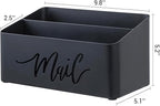 MyGift 2 Slot Modern Matte Black Metal Desktop Mail Sorter with Cutout Script Lettering, Office Desk or Home Entryway Table Incoming Outgoing Letter Holder