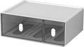 OSteed Desktop Drawers, Desk Organizer with 2 Drawers & Upright Handles, Stackable Plastic Storage Box for Home Collection, Cosmetics, Office Supplies (Tall Layer, White & Clear)