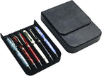 MIVLXLX Leather 6 Fountain Pen/Pencil Tray Case, Handmade, Magnetic Closure with Drawer Design, Gift Choice for Man/Woman/Office, 6 Slots（Black）