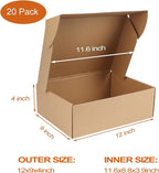 PHAREGE 12x9x4 inch Shipping Boxes Bulk 20 Pack Brown, Tab Lock Tuck Top Mailer Boxes for Packaging Small Business, Medium Cardboard Gift Boxes for Wrapping Mailing Present