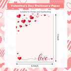 FANOST Valentine‘s Letter Paper Set - 60 Sheets A4 A4 (8.5“x11”) Red Heart Love Pattern Stationery Paper for Romantic Handwritten Notes, Premium Writing Paper Gift for Her/Him Boyfriend/Girlfriend