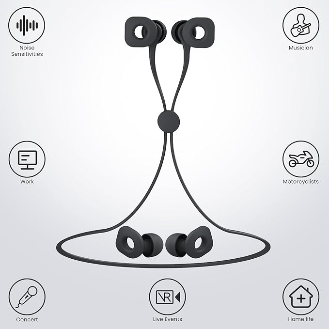LOETRUY 2 Pairs of Ear Plugs for Sleeping,Reusable Hearing Protection Earplugs with 8 Pairs Ear Tips & One Connector Cord,Soft Ear Plugs for Noise Reduction,Concert,Musician & Work - 25dB-30dB