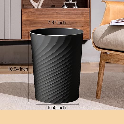 HOLTPHILI Bathroom Trash Can 1.8 Gallon Small Waste Basket Garbage Can for Bedroom Office Kitchen, 2 Pcak Black