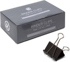 U Brands Binder Clips, Large 2-Inch Width, 1-Inch Paper Holding Capacity, Black and Silver Steel, 12-Count