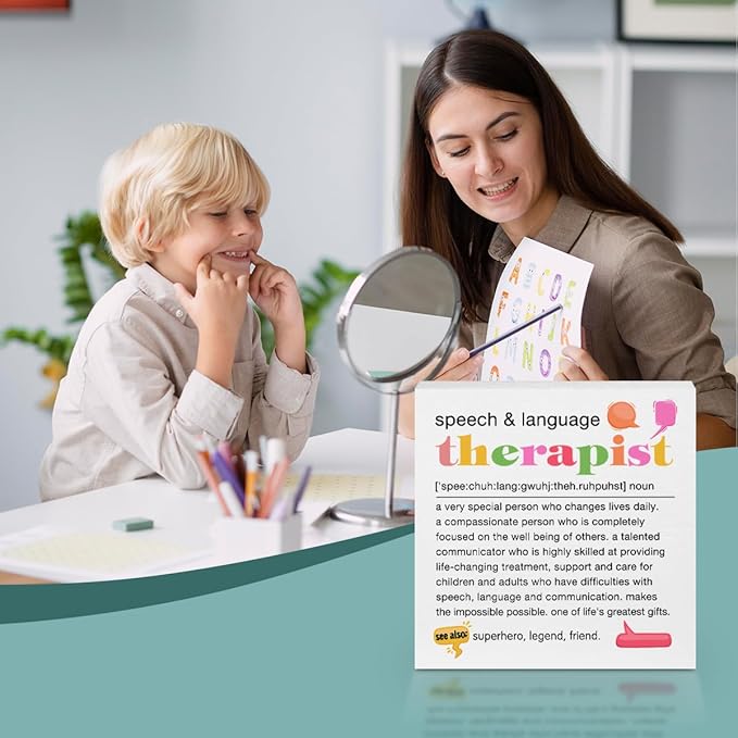 Speech Therapist Gift, Speech Therapy Gifts Wood Box Sign, Speech Pathologist Gifts, SLP Gifts Appreciation Gifts, Office Home Desk Cubicle Table Shelf Decor, Speech Therapist Gifts for Women