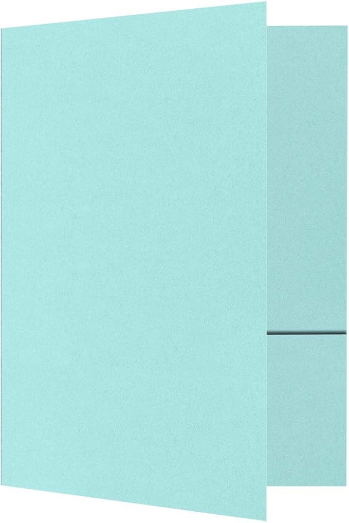 9 x 12 Presentation Folders in 100 lb. Seafoam with 2 Pockets, Holder for Standard 8 1/2 x 11 Paper, Professional Documents, Brochures, School Reports, 100 Pack (Blue)