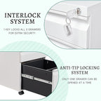 Letaya 3 Drawer Mobile File Cabinet with Lock, Under Desk Metal Rolling Filing Cabinets for Home Office Organizer Letters/Legal/A4 (White- Requires Installation) (White)