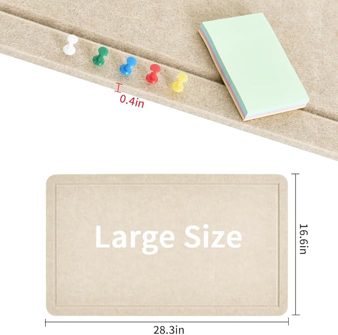 Vuzvuv Linen-Brown 28"x16" Large Cork Board with 50 Push Pins & Sticky Notes, Self-Adhesive Bulletin Board for Wall, Felt Pin Vision Board for Paste Notes,Schedules Offices Home