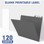 File Folder, PANDRI 120 Pack File Folder, 1/3 Cut Tab, Letter Size, Filing Folder for Office School Business, Dark Gray
