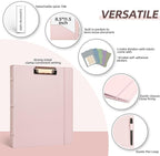 Ospelelf 3 Ring Binder with Clipboard 1 Inch Leather Binder for Letter Size (8.5" x 11"), Clipboard Binder with 5 Tab Dividers for School, Office, Pink