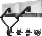 monTEK Dual Monitor Stand Mount with USB for Up to 35" Screens, Each Arm Holds Max 24.25lbs, Full Motion Adjustable Monitor Arm Desk Mount with C-Clamp/Grommet MA1010UCBK-D