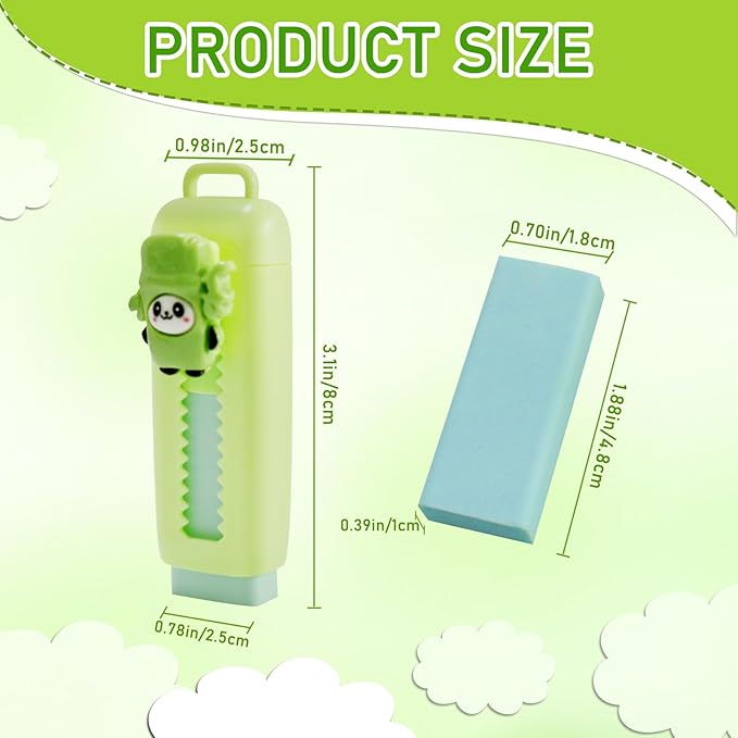 24 Pcs Cute Retractable Eraser for Pencils | Kawaii School Supplies Erasers| Back to Schools Essentials|Cute Erasers Supplies| Perfect Back to School Gifts |Valentines Day Classroom Exchange Gift