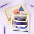 CAISEXILE 12 Purple Glitter Gel Pens Set, 1.0 mm Fine Point for Black Paper & White Paper, Large Capacity Pens for Journaling, Adult Coloring Books, Drawing, Note Taking, Highlighting