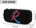 Pazacon Cute Initial Pencil Case for Kids Students, Large Capacity Pencil Pouch for Boys Girls, Letter Design Pencil Box Pen Bag Office Stationery Organizer, Rainbow Letter R