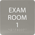 ADA CENTRAL SIGNS - 6" X6" Exam Room 1 Sign - ADA Compliant Tactile Graphics Grade 2 Braille Text Acrylic Wall Signs - Educational Institution Directional Assistance Test Center Door Sign for Schools