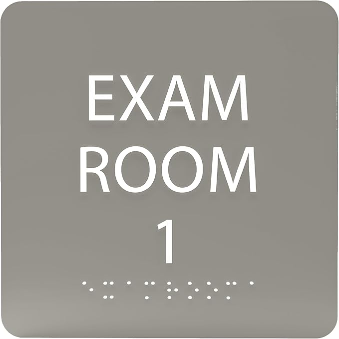ADA CENTRAL SIGNS - 6" X6" Exam Room 1 Sign - ADA Compliant Tactile Graphics Grade 2 Braille Text Acrylic Wall Signs - Educational Institution Directional Assistance Test Center Door Sign for Schools