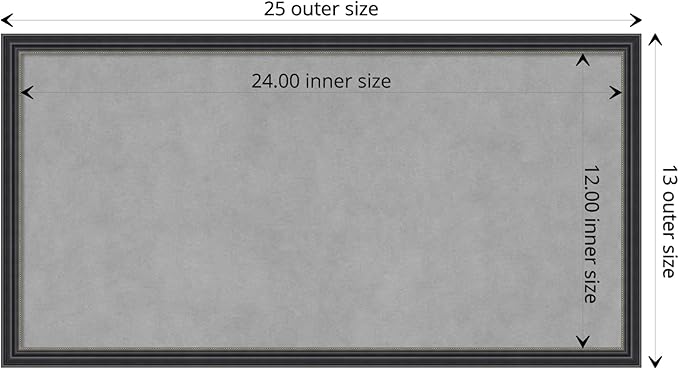 Amanti Art Black Framed Magnetic Board 13x25 Small Vision Board for use with Magnets, 100% Metal Sheet to Display Items as Office Decor or for Home Organization in mudroom, Kitchen or Kids Room