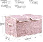 PRANDOM Large Stackable Storage Bins with Lids Fabric Decorative Storage Box Cubes Organizer Containers Baskets with Cover Handles Divider for Bedroom Closet Living Room 17.3x11.8x9.8 Inch 3 Pack