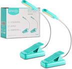 VAVOFO Clip On Rechargeable Reading Light, 7 LEDs with 3 Colortemperature 9 Brightness Levels Book Lights for Reading in Bed with Power Indicator for Bookworms (Blue 2-Pack)