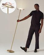 Brightech Sky LED Floor lamp, Torchiere Super Bright Floor Lamp for Living Room Decor & Office - Dimmable, Tall Standing Torch Lamp with Warm Light for Bedroom & Reading - Gold Brass