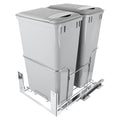 Pull-Out Trash Can, 50Qt Double Bins, Under Mount Waste Container with Soft-Close Slides, 176 lbs Load Capacity & Door-Mounted Brackets Garbage Recycling Bin with Lids for Kitchen Home Cabinet (2pack)