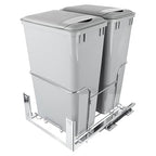 Pull-Out Trash Can, 50Qt Double Bins, Under Mount Waste Container with Soft-Close Slides, 176 lbs Load Capacity & Door-Mounted Brackets Garbage Recycling Bin with Lids for Kitchen Home Cabinet (2pack)
