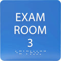 ADA CENTRAL SIGNS - 6" X6" Exam Room 3 Sign - ADA Compliant Tactile Graphics Grade 2 Braille Text Acrylic Wall Signs - Educational Institution Directional Assistance Test Center Door Sign for Schools