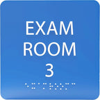 ADA CENTRAL SIGNS - 6" X6" Exam Room 3 Sign - ADA Compliant Tactile Graphics Grade 2 Braille Text Acrylic Wall Signs - Educational Institution Directional Assistance Test Center Door Sign for Schools