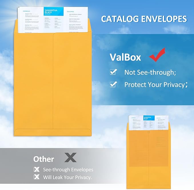 ValBox 10x13 Self Seal Catalog Envelopes 150 Packs Brown Kraft Large Envelopes with Peel and Seal Flap for Mailing, Organizing and Storage