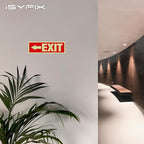 iSYFIX Exit Signs with Directional Left Arrow - 6 Pack 12x4 Inch Glow in the Dark for Business, School, Office, Warehouse - Durable 40 Mil Polystyrene, UV Laminated, Waterproof, Scratch & Fade Resistant