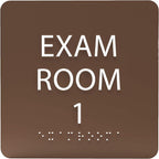 ADA CENTRAL SIGNS - 6" X6" Exam Room 1 Sign - ADA Compliant Tactile Graphics Grade 2 Braille Text Acrylic Wall Signs - Educational Institution Directional Assistance Test Center Door Sign for Schools