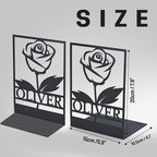 Personalized Floral Decorative Book Ends, Heavy Duty Bookends for Shelves, Non-Slip Book Stopper, Metal Modern Bookshelf Decor for Home Office Study Room, Book Lovers Gift Color04