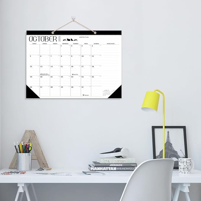 Desk Calendar 2026 - With 2 sticker, 17-Month (Aug 2025 - Dec 2026) Large 17x12 Inches, Desktop/Wall Monthly Calendar for Home, School & Office (Cat)