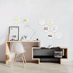 Uoisaiko 12" Large Bulletin Board with 30 Push Pins, Pack of 8 Hexagon Felt Pin Board Notice Boards for Home Office Kitchen, Felt Wall Tiles for Photos Memos