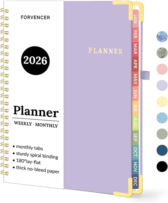 2026 Planner, Forvencer Calendar Planner Weekly and Monthly, Jan 2026-Dec 2026, 6" X 8", Hardcover Agenda Book, Daily Journal Organizer with Inner Pocket, Notebook for Office School, A5, Purple