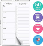 321Done Magnetic Meal Planning Pad, 5.5x8.5, Meal Plan Grocery List Combo, Made in USA, Weekly Menu Plan with Tear-Off Shopping List, Magnet to Stick to Fridge, 50 Perforated Pages, Sunday Start